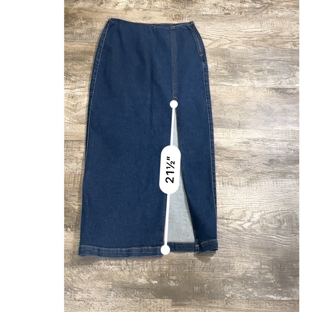 Express Maxi Skirt Womens 4 Hyper Sculpt Stretch Denim Front Slit Zip - Picture 11 of 12